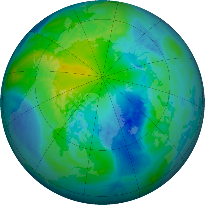 Arctic ozone map for 21 October 2003